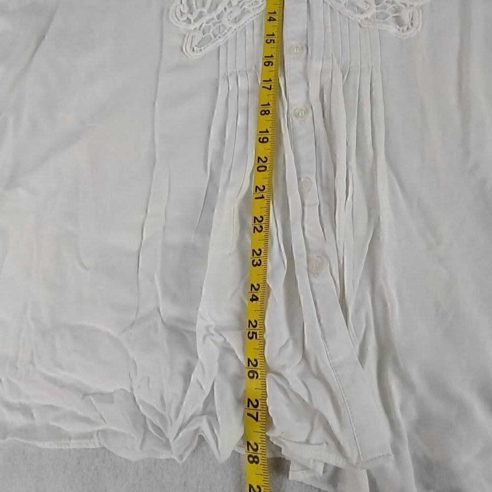 Spense Woman 100% Viscose White Button-Up Long Sleeve Top. Size 1X - Picture 9 of 12